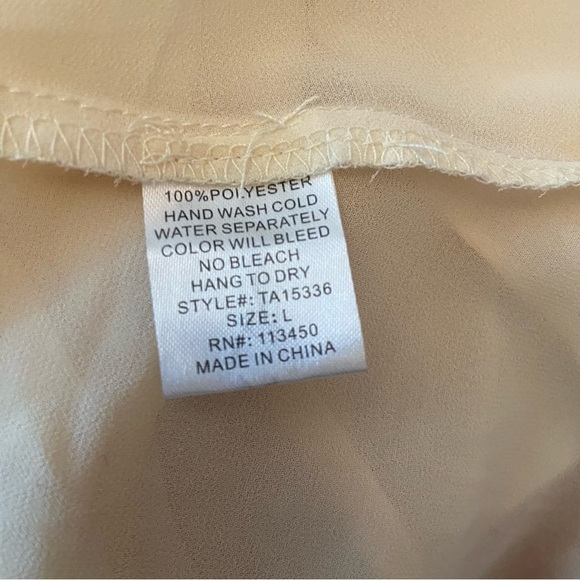 Lulumari women’s ivory‎  beaded sheer blouse in size large - Picture 7 of 8